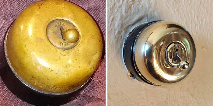 La casa de mis padres tiene este interruptor de luz Hubbel de 100 años de antigüedad, pero no funcionaba correctamente desde que tengo memoria. ¡Lo desmonté, pulí el exterior, y doblé los contactos internos de nuevo en su forma y ahora funciona muy bien! El mecanismo físico es increíblemente robusto y satisfactorio de usar.