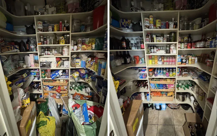 Was By My In Laws For The Holidays. Pantry Was Out Of Control. Before And After