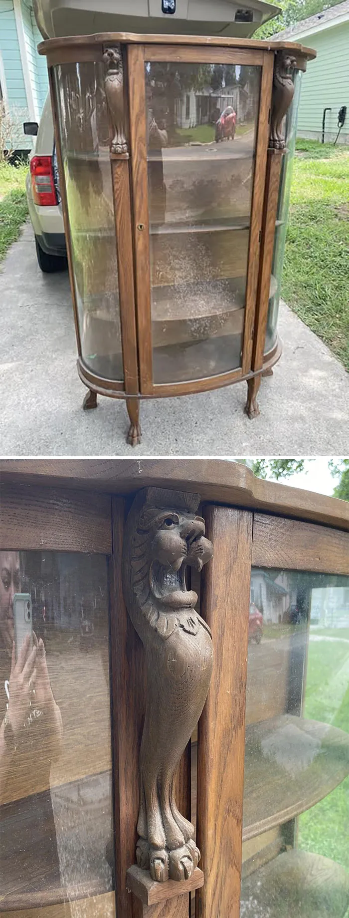 This Beautiful Cabinet I Picked Up On The Side Of The Road In My Neighborhood! I Can’t Believe They Were Just Gonna Throw It Away !!! Can’t Wait To Clean Her Up And Give It Life