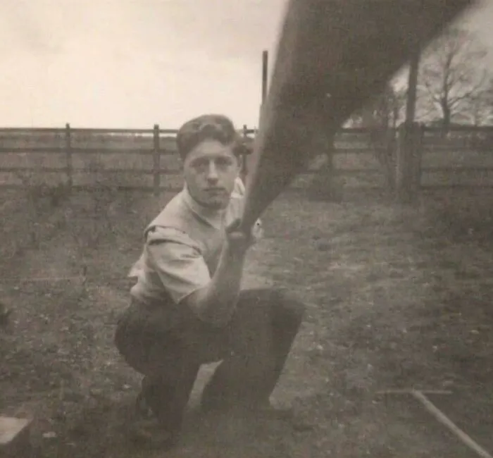 My Dad Taking A Selfie, Using A Piece Of Wood To Activate The Shutter, Circa 1957