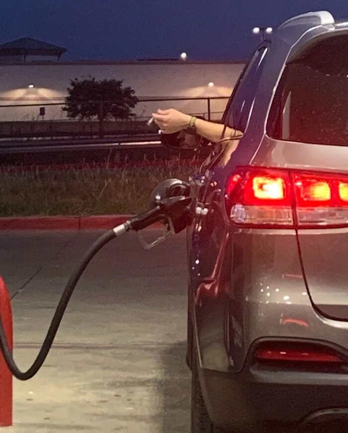 Just Now, At The Gas Station