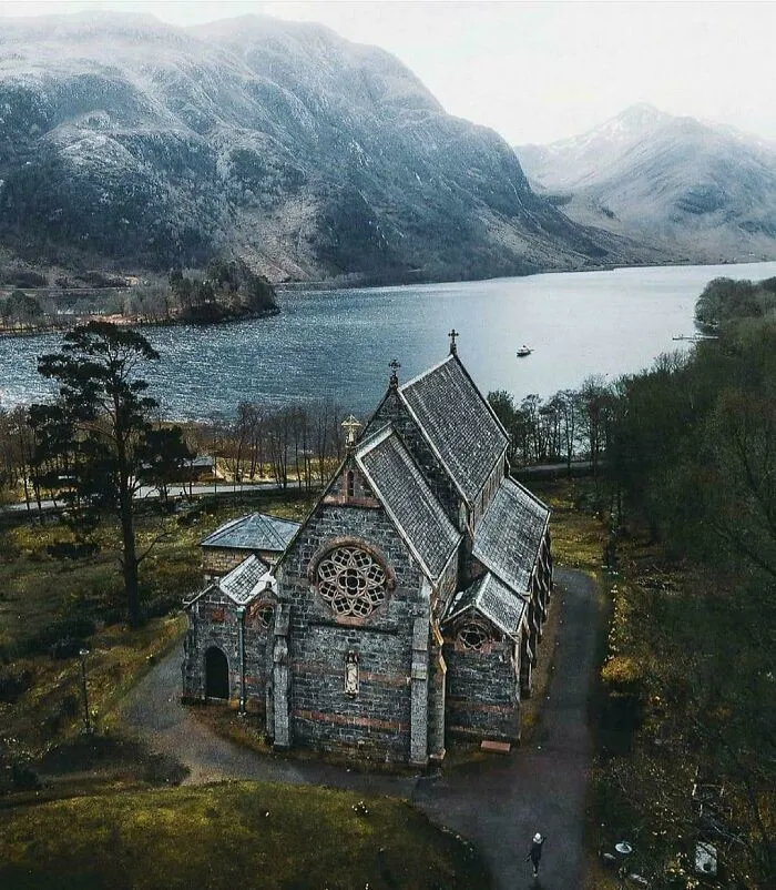 The 18th Century Gothic Revival Church Of St Mary And St Finnan Overlooking Loch Shiel, Glenfinnan, Scotland