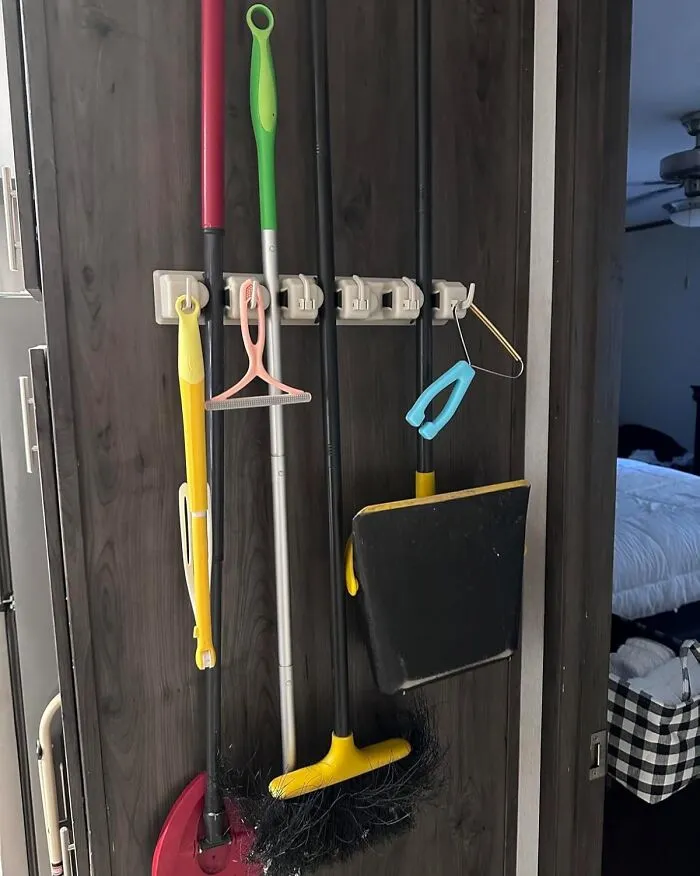 Sweep Your Worries Away And Keep Your Cleaning Tools Tidy With The <a Style="Display:inline;" Href="Https://Www.amazon.com/Storage-Organization-Plastic-Organizer-5-Position/Dp/B00eju3swy?ie=utf8&th=1&linkcode=ll1&tag=bpmelon-20&linkid=0dec75ee339b2793abf3b6ad503f54df&language=en_us&ref_=as_li_ss_tl" Target="_blank"><span Style="Font: Inherit; Color: #d74b1f;"> Wall Mounted Broom Holder </Span>. This Clever Holder Keeps Your Brooms, Mops, And Dusters Organized And Within Easy Reach, Making Cleaning A Breeze