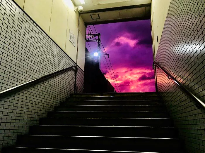 Rare Typhoon Sky As Seen From A Subway Exit