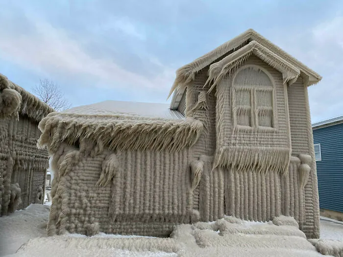 House Frozen By Lake Erie During This Week’s Blizzard In Buffalo