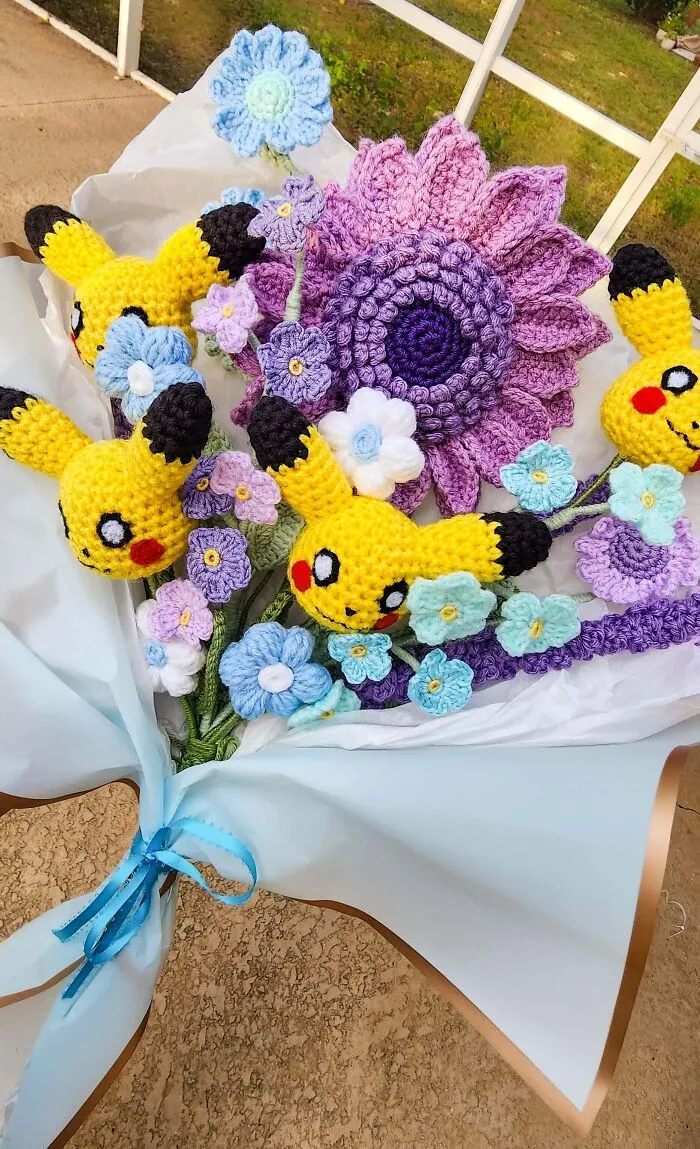 I Made This Bouquet For Mine And My Husband's Anniversary. He Told Me Men Don't Receive Flowers Til They Die And It Got Me Thinking How Right He Was. So I Made Him A Forever Bouquet. Sorry, No Pattern. All Free Handed