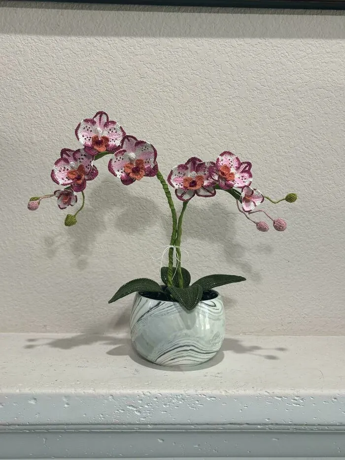 Finished Micro Crochet Orchid, ~60 Hours