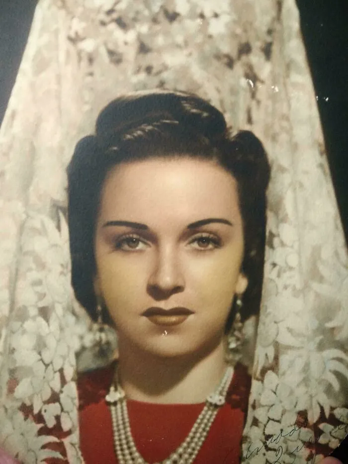 My Mexican Grandma Looking Classy In A Typical Spanish Mantilla. Circa 1940