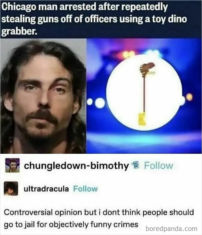 Stealing Guns Off Of Officers Using A Toy Dino Grabber