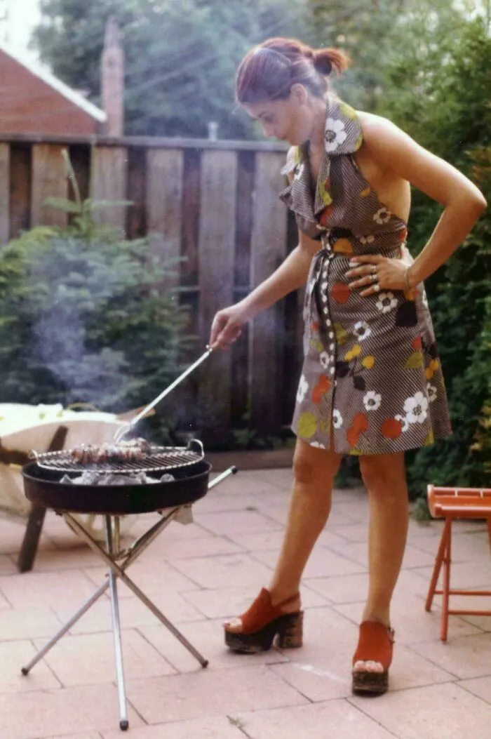 July 1973: A Mother Cooking Out In Toronto, Ontario, Canada
