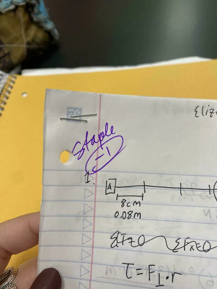 I Got A Point Off For Stapling My Homework Wrong