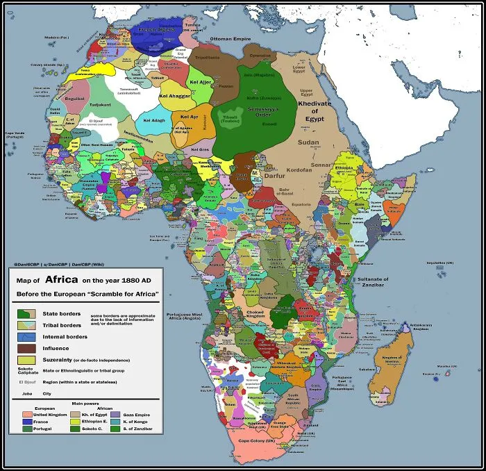 Map Of Africa On The Year 1880 Ad, Before The European "Scramble For Africa"