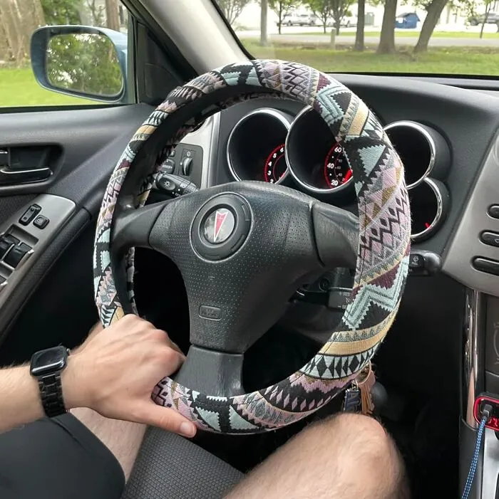 Wrap Your Steering Wheel In Some Serious Style With The <a Style="Display:inline;" Href="Https://Www.amazon.com/Valleycomfy-Universal-Steering-Wheel-Covers/Dp/B074bzmghb?ie=utf8&th=1&linkcode=ll1&tag=bpmonkey-20&linkid=60dd7c36ba9f3969d8cee59010e0139c&language=en_us&ref_=as_li_ss_tl" Target="_blank"><span Style="Font: Inherit; Color: #d74b1f;"> Boho Steering Wheel Cover </Span>, Because A Plain Steering Wheel Is So Basic