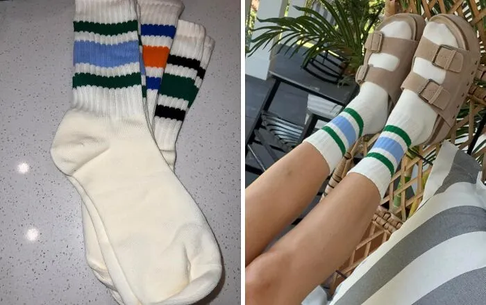Your Dad's High School Gym Uniform Just Became Your Coolest Accessory Thanks To Some <a Style="Display:inline;" Href="Https://Www.amazon.com/Fszsaa-Novelty-Striped-Athltic-Multicolor/Dp/B0c2ch1jsj?ie=utf8&linkcode=ll1&tag=bpfrog-20&linkid=c6561699b4bc4492671166d050e9abe5&language=en_us&ref_=as_li_ss_tl" Target="_blank">  <span Style="Font: Inherit; Color: #d74b1f;"> Retro Crew Socks </Span>