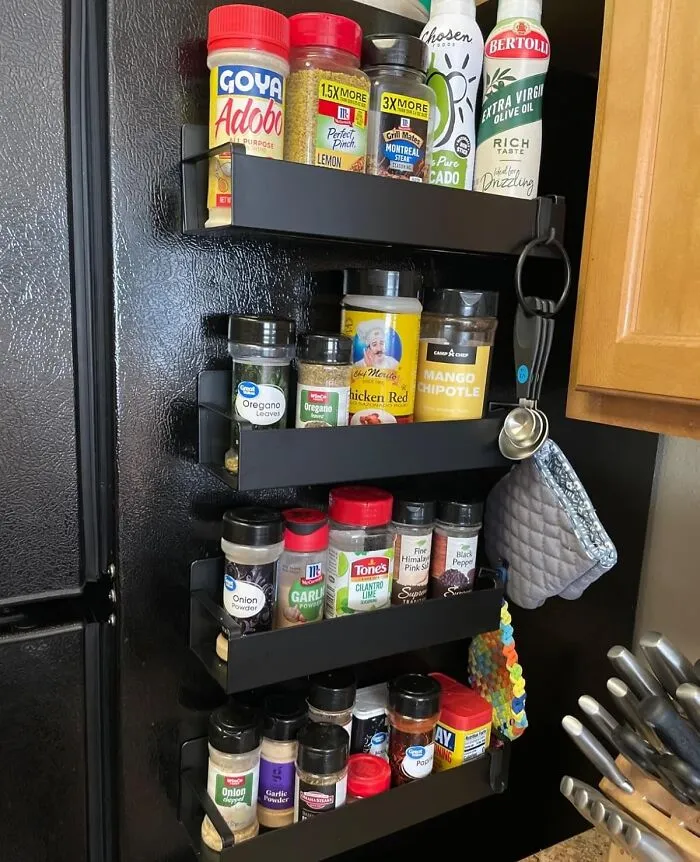 Stick It To Clutter With The <a Style="Display:inline;" Href="Https://Www.amazon.com/Huggiegems-Magnetic-Organizer-Refrigerator-Organizers/Dp/B0c3h9mjqv?ie=utf8&th=1&linkcode=ll1&tag=bpsquid-20&linkid=a512e0dbb60946339ef1bd9cb5859d09&language=en_us&ref_=as_li_ss_tl" Target="_blank"><span Style="Font: Inherit; Color: #d74b1f;"> Magnetic Spice Rack For The Fridge </Span>, Because A Tidy Kitchen Is Just A Magnet Away