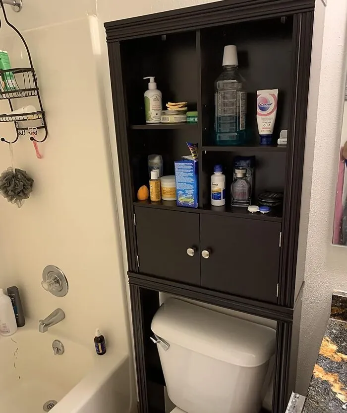 Maximize That Dead Space Above The Loo With The <a Style="Display:inline;" Href="Https://Www.amazon.com/Spirich-Bathroom-Cabinet-Organizer-Storage/Dp/B07pp7f8bj?ie=utf8&th=1&linkcode=ll1&tag=bprabbit-20&linkid=1022f61ecd841dfdd6f0a75964a4a6e8&language=en_us&ref_=as_li_ss_tl" Target="_blank"><span Style="Font: Inherit; Color: #d74b1f;"> Over The Toilet Storage Cabinet </Span>, Because Extra Storage Is Always A Good Thing (Especially For Hiding The Evidence Of Your Online Shopping Sprees)