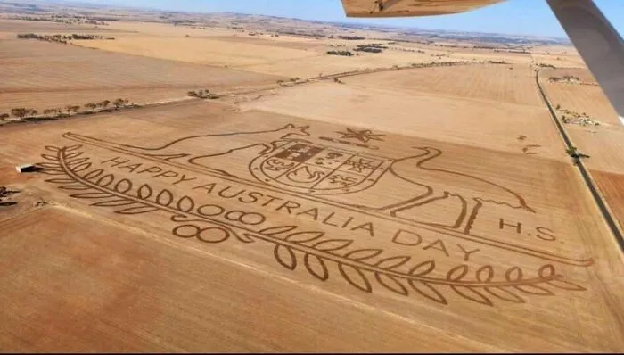 Aussie Farmer Uses Tractor To Create Australia Day Tribute