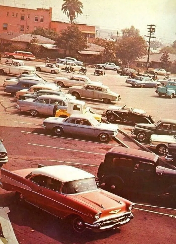 Burbank High School Parking Lot In Burbank, California 1966