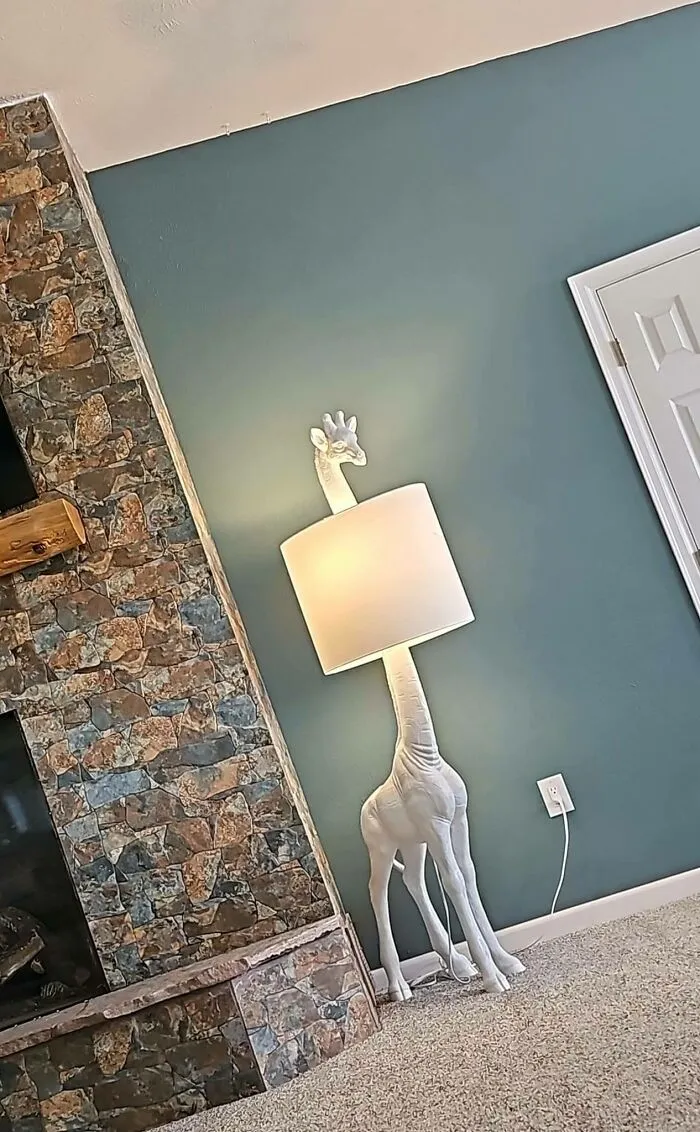 Does He Go With The Rest Of My Decor? Absolutley Not. Did I Drop Everything To Snag Him Off Facebook Marketplace. Absolutely Did. I'm Tempted To Add A Bunch Of Leaves To The Lampshade So It Looks Like He Is Peeking Out Of Trees