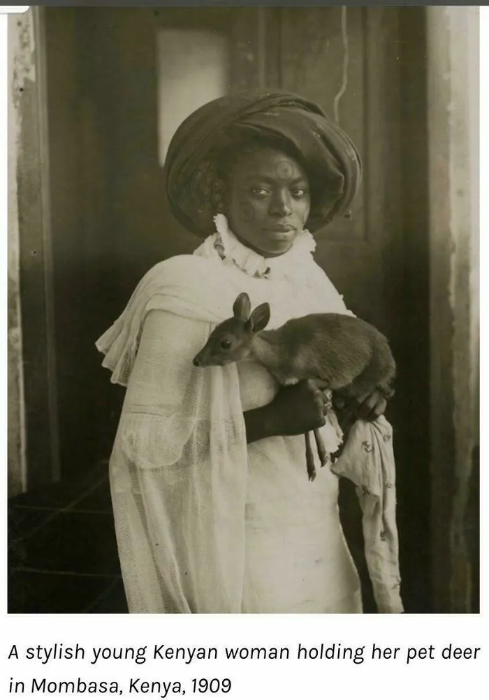 Kenyan Woman With Her Pet Deer. 1909