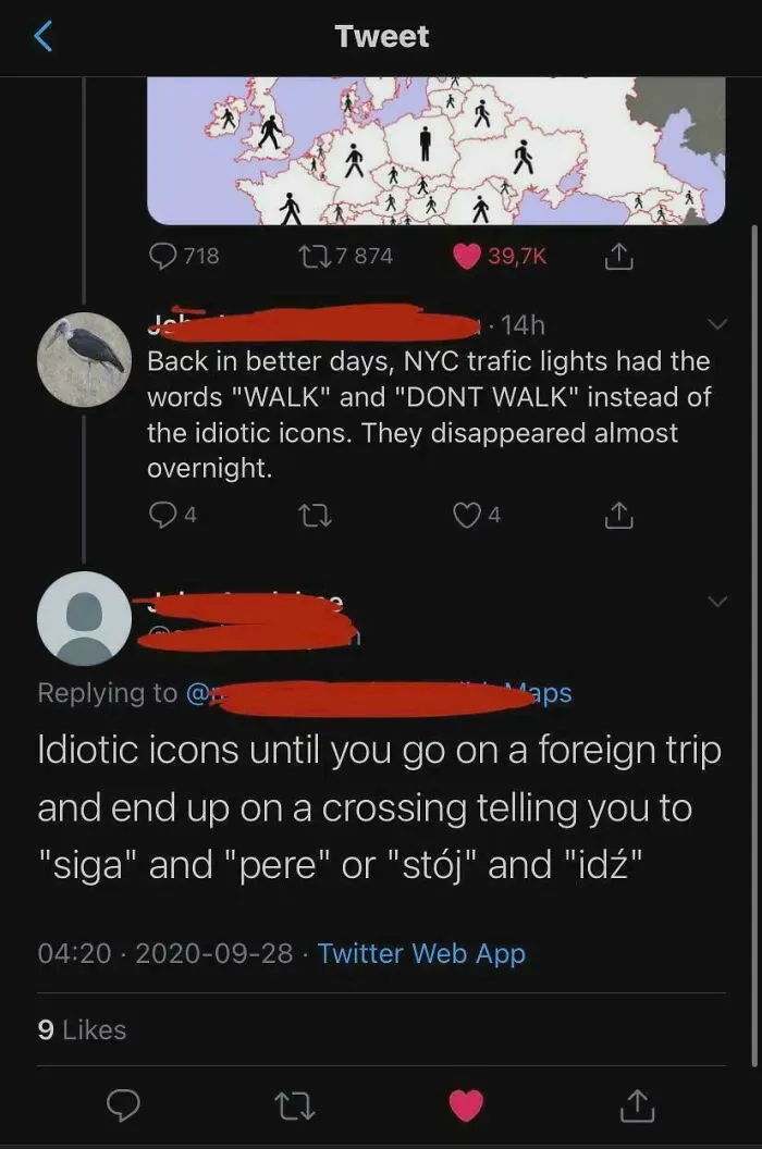 On A Map About Which Way European Traffic Lights Are Walking, "Idiotic Icons" Guy Gets A Good Point Made Against Him