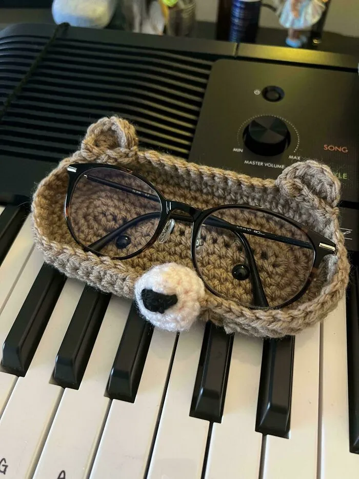 Made A Little Bear Friend To Hold My Glasses