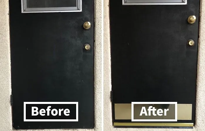 Protect Your Door From Scuffs And Scratches With This <a Style="Display:inline;" Href="Https://Www.amazon.com/Don-Jo-Metal-Plate-28-Height/Dp/B00femdl1e?ie=utf8&linkcode=ll1&tag=bphorse-20&linkid=63ffbb241a8f505a47b80d31c87aac62&language=en_us&ref_=as_li_ss_tl" Target="_blank"><span Style="Font: Inherit; Color: #d74b1f;"> Metal Kickplate </Span>, A Durable And Decorative Solution For High-Traffic Areas