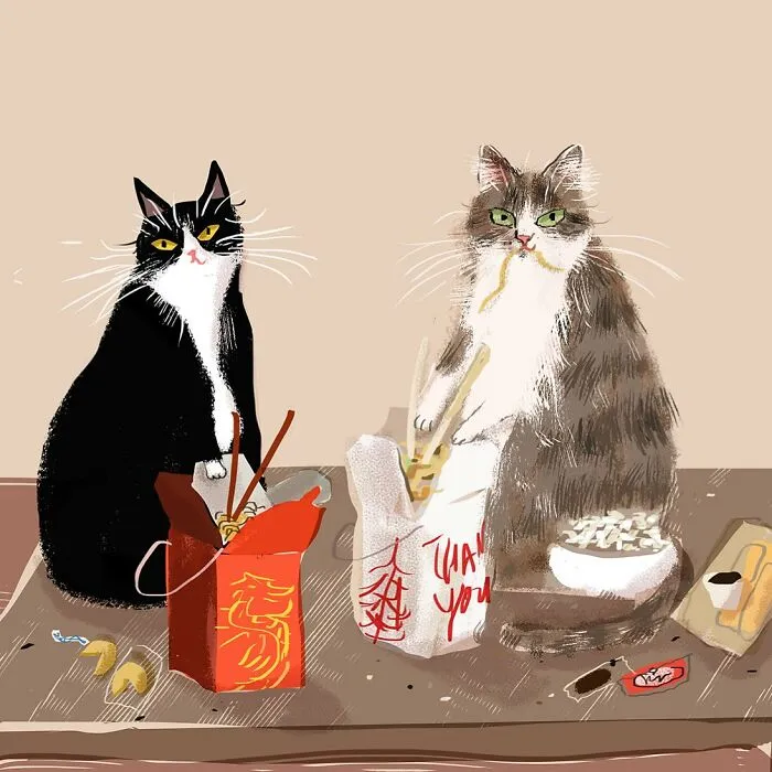 30 Whimsical Illustrations That Focus On Cats And Everyday Life, By Jamie Shelman