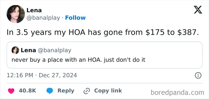 It’s Always The Small Govt People Who Run Hoas Too. But Will Micromanage Everything About How You Take Care Of Or Make Changes To You Home