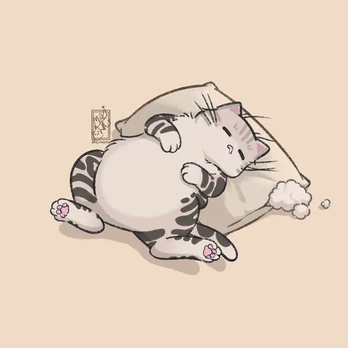 "Sleepy Chubby Cat"