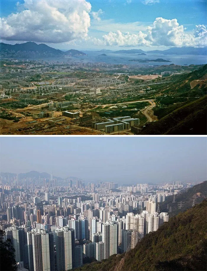 Kowloon Peninsula, Hong Kong. Comparison Of 1964 - 2016