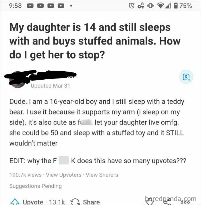 What Is It With Parents And Their 14 Yr Olds Stuffed Animals