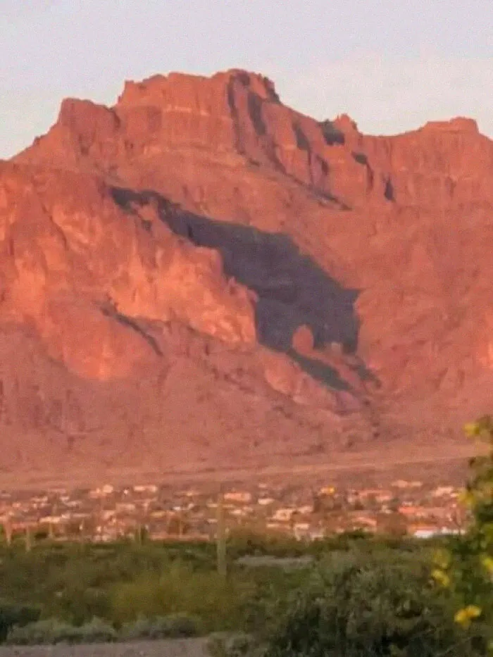 This Shadow On The Superstition Mountains, Apache Junction, Az, The Cougar, Only Appears Twice A Year For Approximately A Week Just As The Sun Is Setting