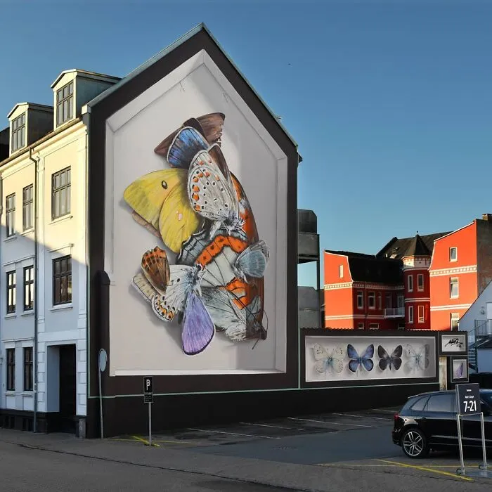 Specimen Boxes: 33 Giant Butterfly Murals Painted By This French Artist Across The World (New Pics)