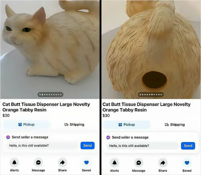 Dispensador de pañuelos de resina en forma de c*lo de gato