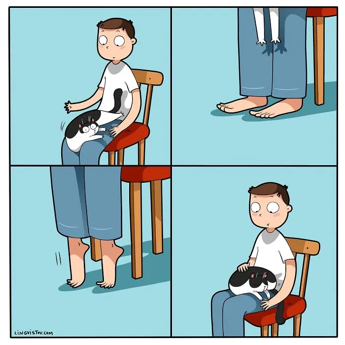 30 Hilarious New Comics by Lingvistov That Perfectly Capture Life With a Cat