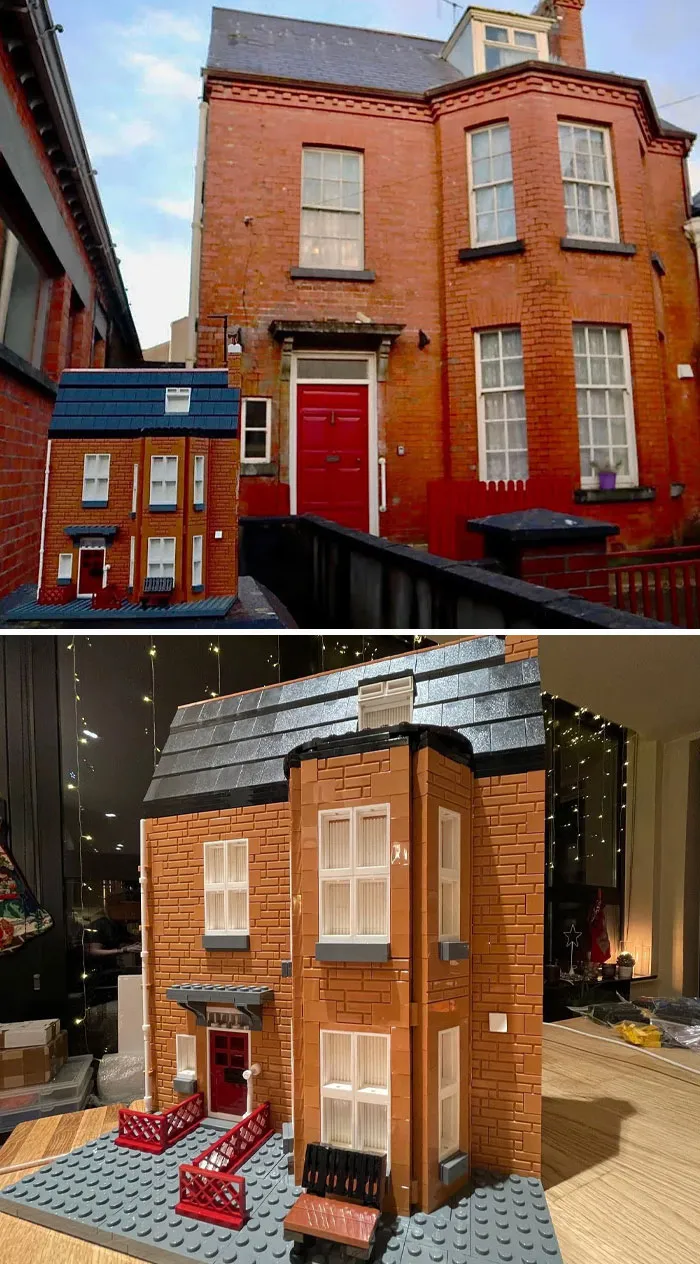 I Was Asked To Make A Model Of This House From LEGO. The House Will Be Leaving The Family Soon And My Friend Wanted To Get It Made For His Dad For Christmas. He Asked That I Add A Bench At The Front Where His Grandad Used To Sit