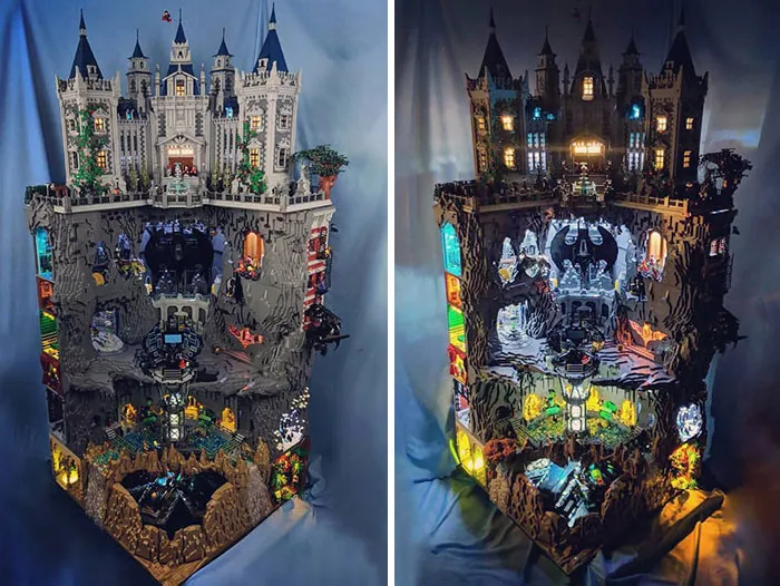 My Latest Creation. The Largest LEGO Batcave In The World!. 2 Meters Tall And At A Guess Using Somewhere Between 50,000 And 100,000 Pieces! Fully Lit With Moving Functions And Featuring Vignettes Starring Batmans Rogues Gallery And Scenes From The History Of Batman Lore