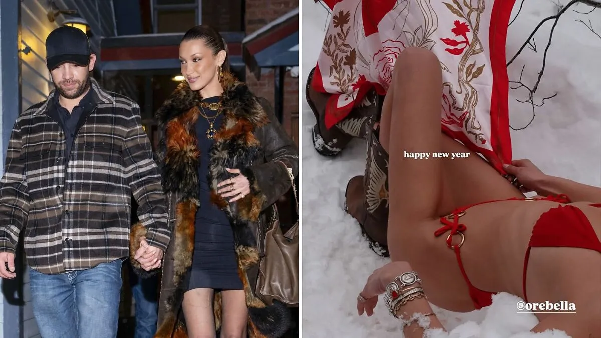 Bella Hadid's Tiny Red String Bikini In Snow Is Raising The Temperature