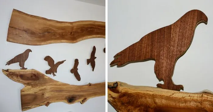 "Taking Flight": Handcrafted Artwork Made From Walnut Wood