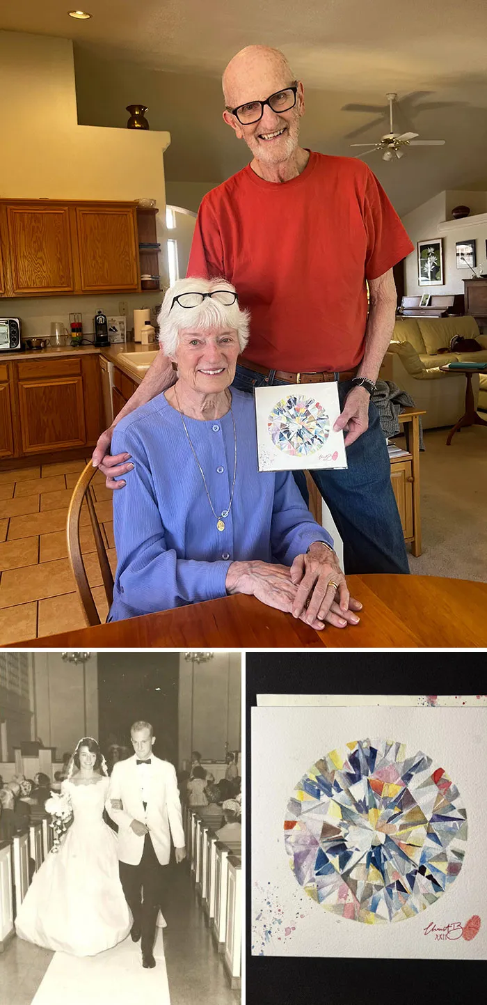 My Grandfather Taught Me To Paint A Decade Ago So I Painted Him And My Grandmother A Diamond For Their 60th Anniversary