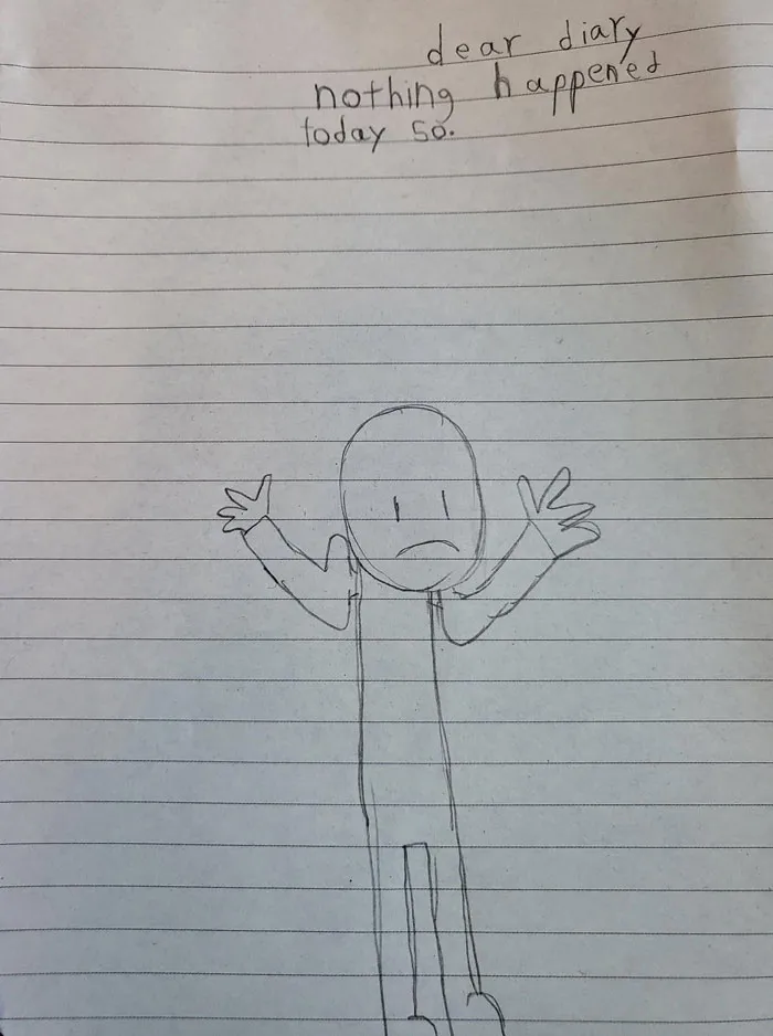Mi hijo escribiendo su diario hoy