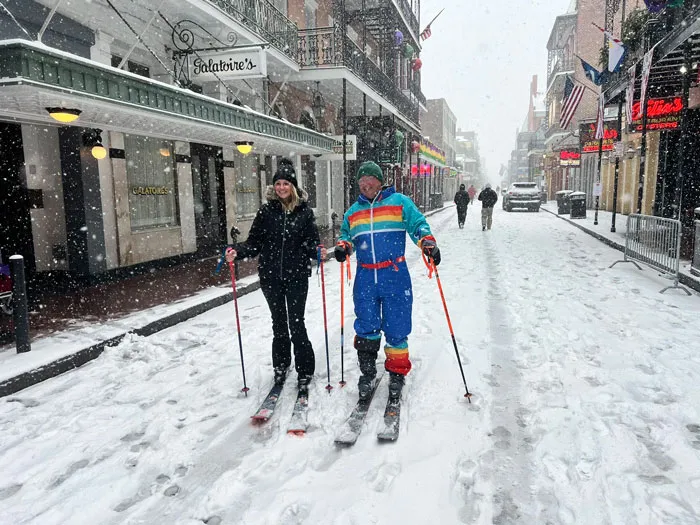 Skis Were Brought Out On The Powdered Pavements