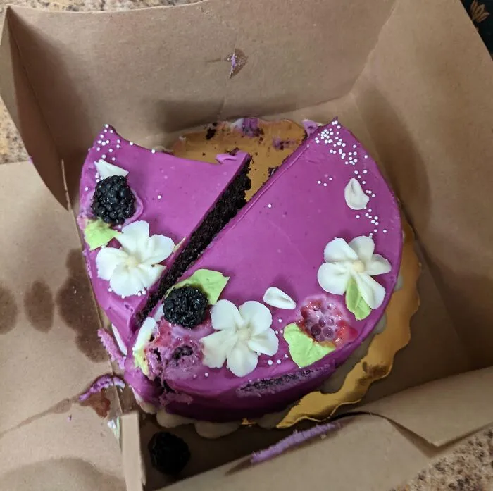 Someone Poorly Cut And Ate Part Of My Wedding Cake That We Cut (We Had Cupcakes As The Shared Dessert)