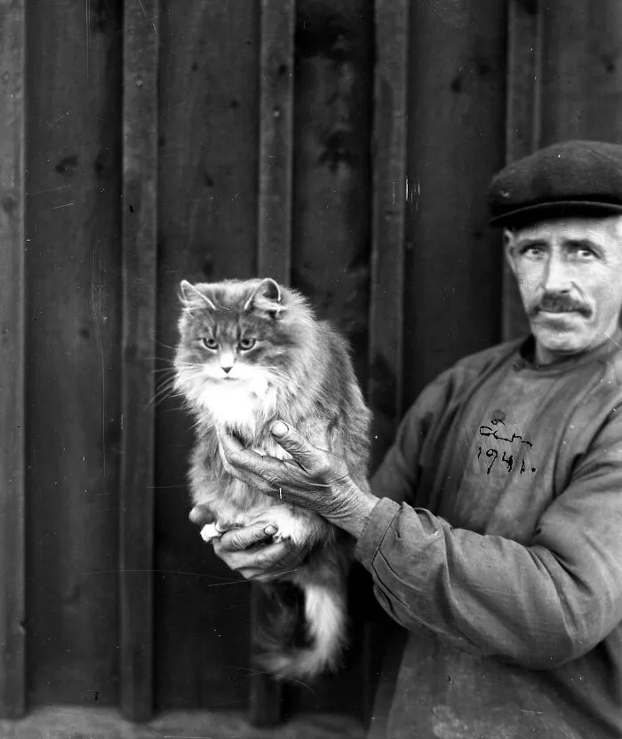 Frans Karlsson, Of Sweden, Showing Off His Cat, 1941
