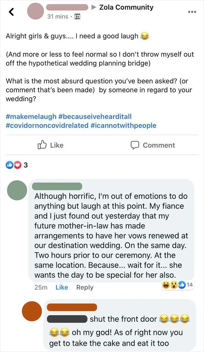 MIL Wants To Renew Her Vows At The Same Location And Day Of Her Son’s Wedding