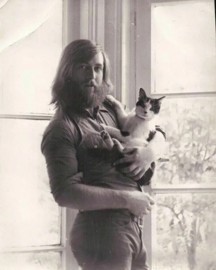 Dad And His Cat In The 70s