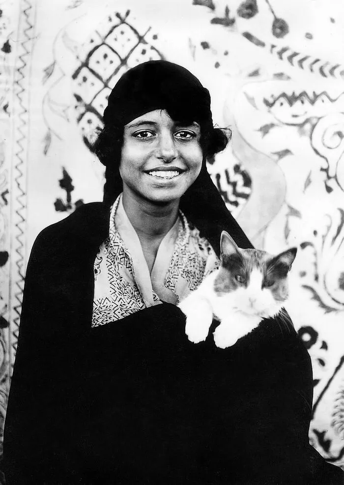 Young Woman With Her Cat. Cairo, Egypt, 1923