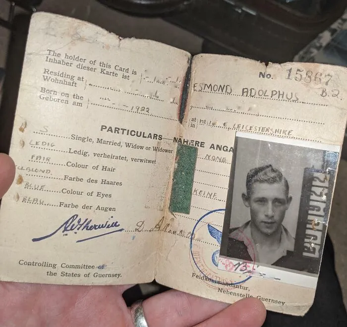 My Granddad's Identity Card From When He Was A Prisoner Of War In Guernsey During WW II