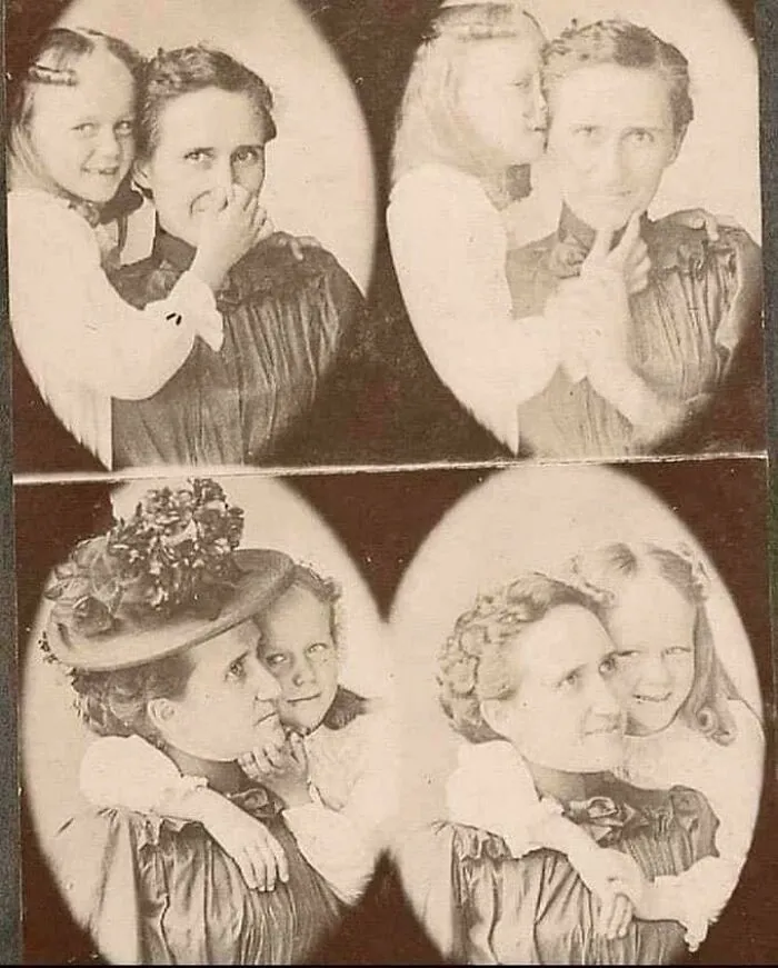 A Mother And Daughter Hamming It Up For The Camera, Ca 1900
